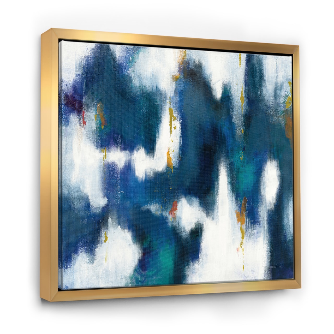 Designart Blue Glam Texture II Contemporary Framed Canvas